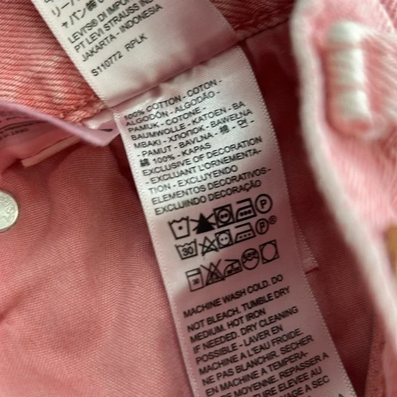 Levi’s 501 Denim Shorts Coral Pink Cutoffs Button Fly - Picture 5 of 5